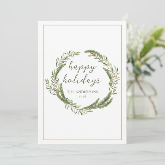 Kerstvakantie krans wenskaart feestdagenkaart (Staand voorkant)