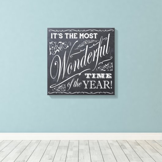 Kerstvakantie krijtbord canvas afdruk (Insitu (Houten vloer))