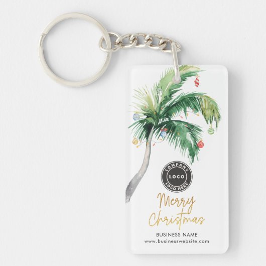 Kerstvakantie Kust Palmboom Swag Sleutelhanger (Voorkant)