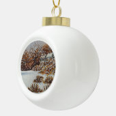 Kerstvakantie, landelijke sneeuwkunst keramische bal ornament (Rechts)
