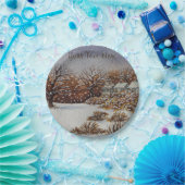 Kerstvakantie, landelijke sneeuwkunst papieren bordje (Feest)