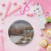 Kerstvakantie, landelijke sneeuwkunst papieren bordje (Feest)