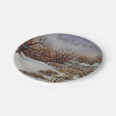 Kerstvakantie, landelijke sneeuwkunst papieren bordje (Gekanteld)