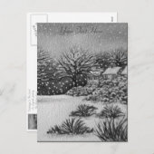 Kerstvakantie, landelijke sneeuwscans feestdagenkaart (Voorkant / Achterkant)