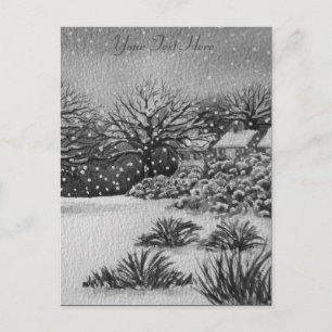 Kerstvakantie, landelijke sneeuwscans feestdagenkaart