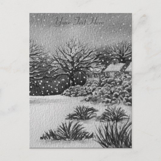 Kerstvakantie, landelijke sneeuwscans feestdagenkaart (Voorkant)