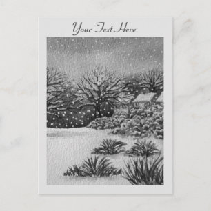 Kerstvakantie, landelijke sneeuwscans feestdagenkaart