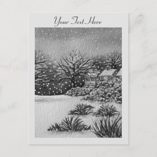 Kerstvakantie, landelijke sneeuwscans feestdagenkaart (Voorkant)