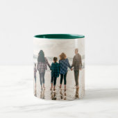 Kerstvakantie Lange Horizontale Wrap Foto Tweekleurige Koffiemok (Center)