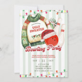 Kerstvakantie lelijk truitje bowlingfeest kaart (Voorkant)