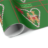 Kerstvakantie Leuke peperkoek gepersonaliseerd Cadeaupapier (Rol Hoek)