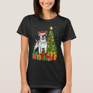 Kerstvakantie Lichtjes Kerstman Amerikaanse Bulldo T-shirt