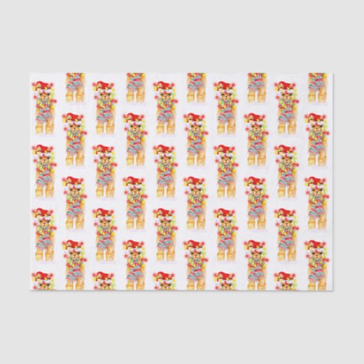 Kerstvakantie Llama waterverf herhalingspatroon Tissuepapier (Voorkant)