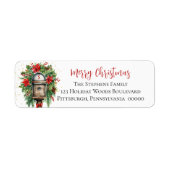 Kerstvakantie Mailbox Floral Monogram Etiket (Voorkant)