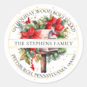 Kerstvakantie Mailbox Floral Retouradres Ronde Sticker (Voorkant)