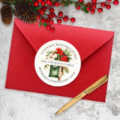 Kerstvakantie Mailbox Floral Retouradres Ronde Sticker