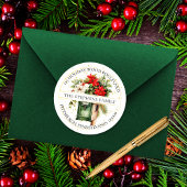 Kerstvakantie Mailbox Floral Retouradres Ronde Sticker