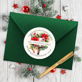 Kerstvakantie Mailbox Floral Retouradres Ronde Sticker