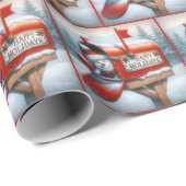 Kerstvakantie mailbox met zwaaiende sneeuwman cadeaupapier (Rol Hoek)