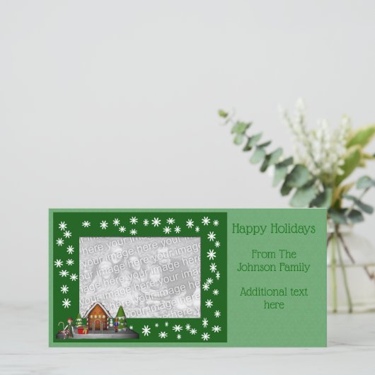 Kerstvakantie Meisje Elf Scène Foto Kaart (Staand voorkant)