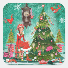 Kerstvakantie meisjesachtige Boom | Sticker