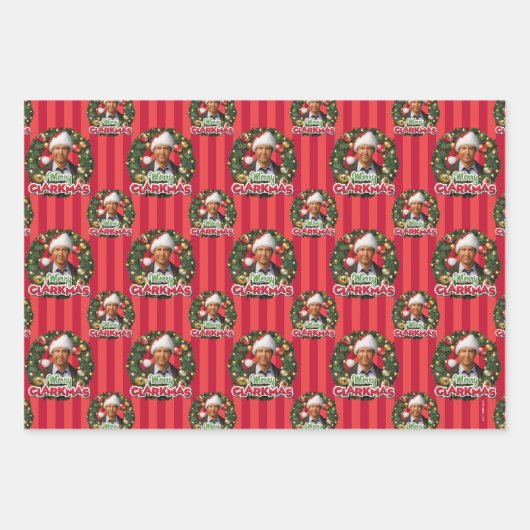 kerstvakantie | Merry Clarkmas Pattern Inpakpapier Vel (Voorkant 3)