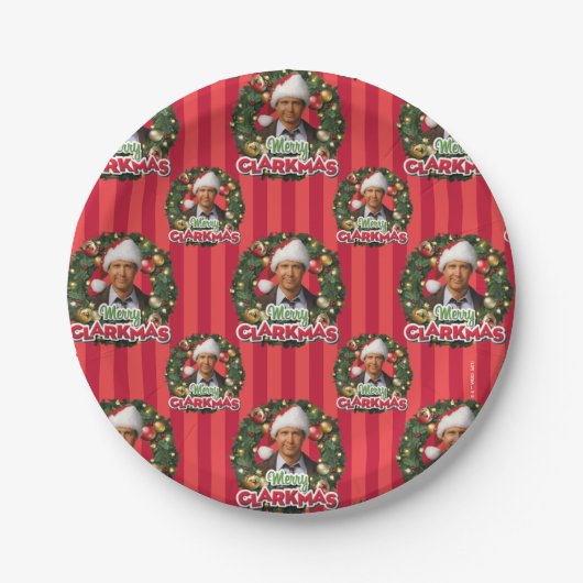 kerstvakantie | Merry Clarkmas Pattern Papieren Bordje (Voorkant)