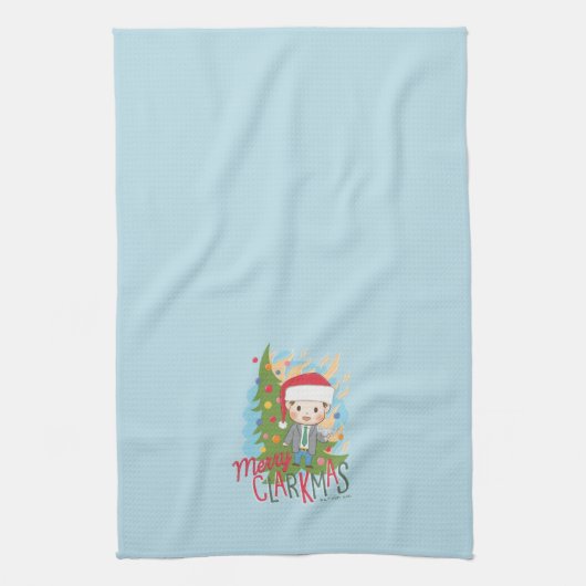 kerstvakantie Merry Clarkmas Theedoek (Verticaal)