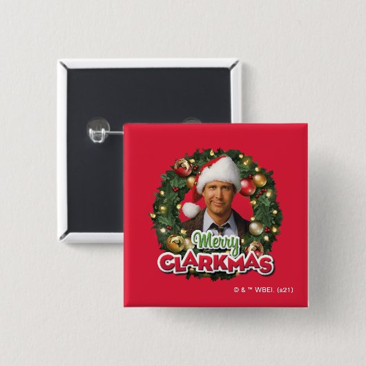 kerstvakantie | Merry Clarkmas Vierkante Button 5,1 Cm (Voorkant /achterkant)