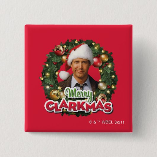 kerstvakantie | Merry Clarkmas Vierkante Button 5,1 Cm (Voorkant)