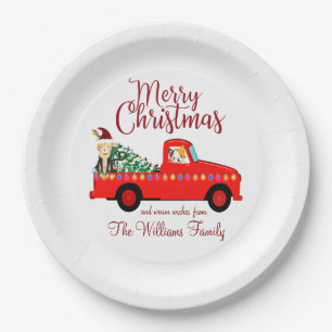 Kerstvakantie met de Kleine Rode Vrachtwagen Papieren Bordje