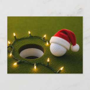 Kerstvakantie met golf met golfbal voor golfer briefkaart
