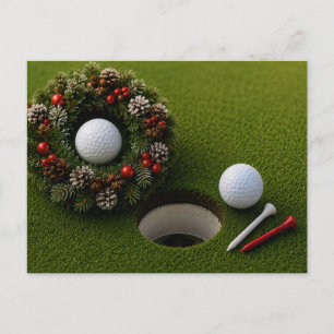 Kerstvakantie met golf met golfbal voor golfer briefkaart