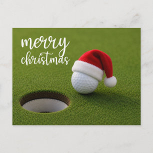 Kerstvakantie met golf met golfbal voor golfer briefkaart