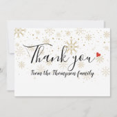 Kerstvakantie met gouden sneeuwvlokken bedankkaart (Voorkant)