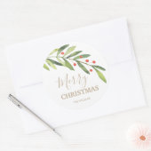 Kerstvakantie met Hulst en Bessen Ronde Sticker (Envelop)