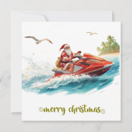 Kerstvakantie met Jet Ski en Kerstman Feestdagenkaart