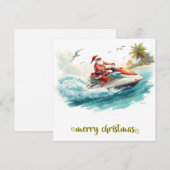 Kerstvakantie met Jetski en Kerstman Feestdagenkaart (Voorkant / Achterkant)