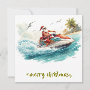 Kerstvakantie met Jetski met de Kerstman Feestdagenkaart