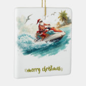 Kerstvakantie met Jetski met Kerstman Keramisch Ornament (Rechts)
