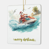 Kerstvakantie met Jetski met Kerstman Keramisch Ornament (Links)