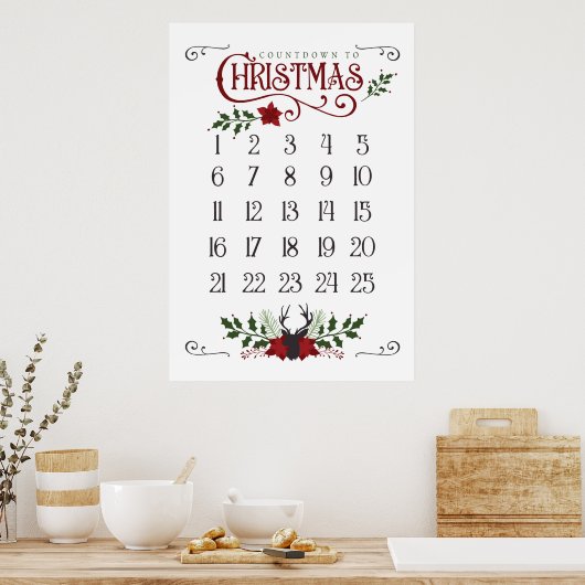 kerstvakantie met kerst aftellen poster (Keuken)