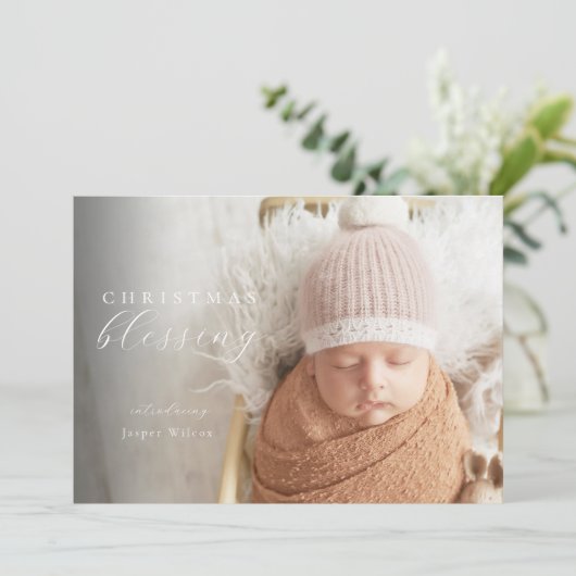 Kerstvakantie met kerstontzegging aankondiging (Staand voorkant)