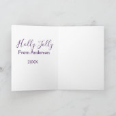 Kerstvakantie met naam familie jaar paars s kaart (Binnen)