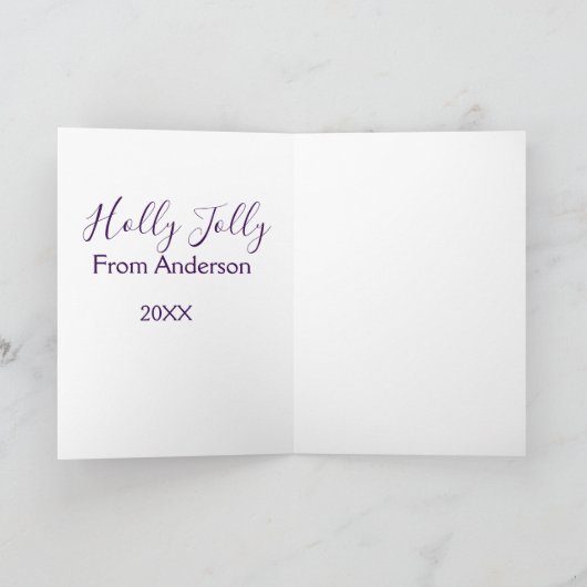 Kerstvakantie met naam familie jaar paars s kaart (Binnen)