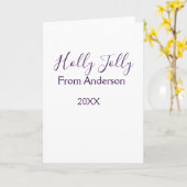 Kerstvakantie met naam familie jaar paars s kaart (Gele Bloem)