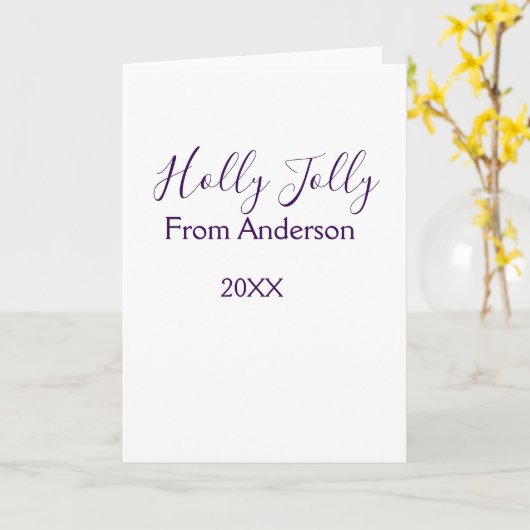 Kerstvakantie met naam familie jaar paars s kaart (Gele Bloem)