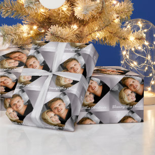kerstvakantie met persoonlijke foto's cadeaupapier