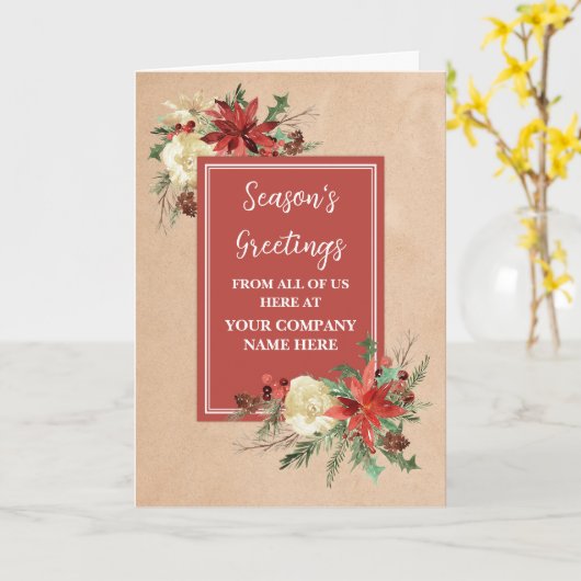 Kerstvakantie met rustieke bloemen voor klanten kaart (Gele Bloem)