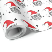 Kerstvakantie met Santa Hat Disco Ball Cadeaupapier (Rol Hoek)